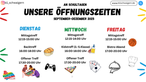 B1 Öffnungszeiten Herbst 2025