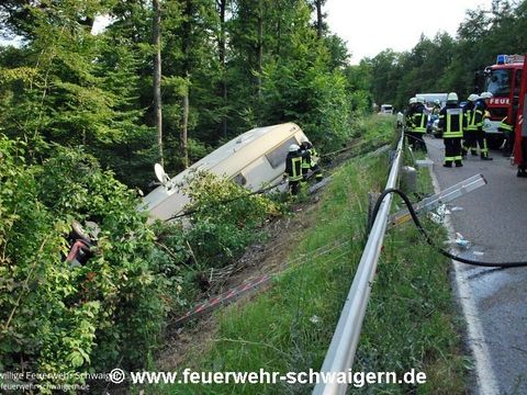 02.07.2014 – Wohnwagengespann stürzt in steile Böschung