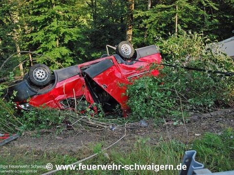 02.07.2014 – Wohnwagengespann stürzt in steile Böschung
