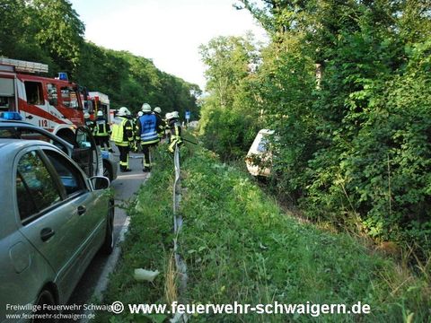 02.07.2014 – Wohnwagengespann stürzt in steile Böschung