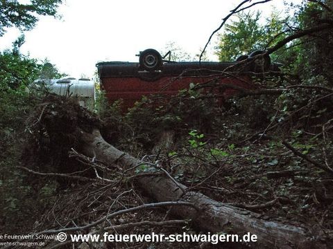 02.07.2014 – Wohnwagengespann stürzt in steile Böschung
