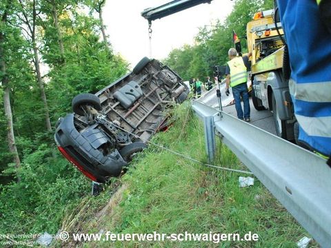 02.07.2014 – Wohnwagengespann stürzt in steile Böschung