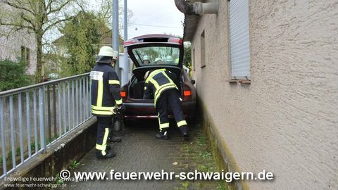 15.04.2016 – PKW war auf Fußweg eingeklemmt