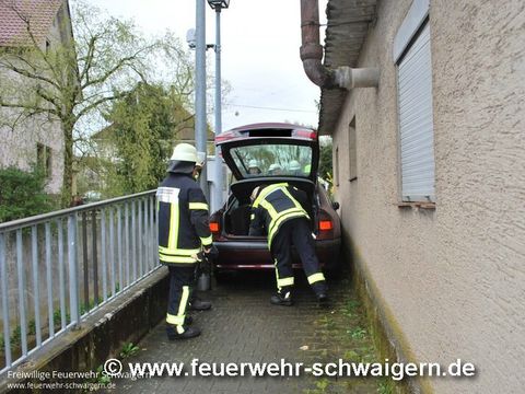 15.04.2016 – PKW war auf Fußweg eingeklemmt