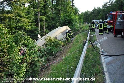 02.07.2014 – Wohnwagengespann stürzt in steile Böschung