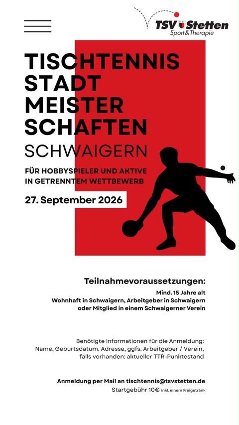 Tischtennis Stadtmeisterschaften